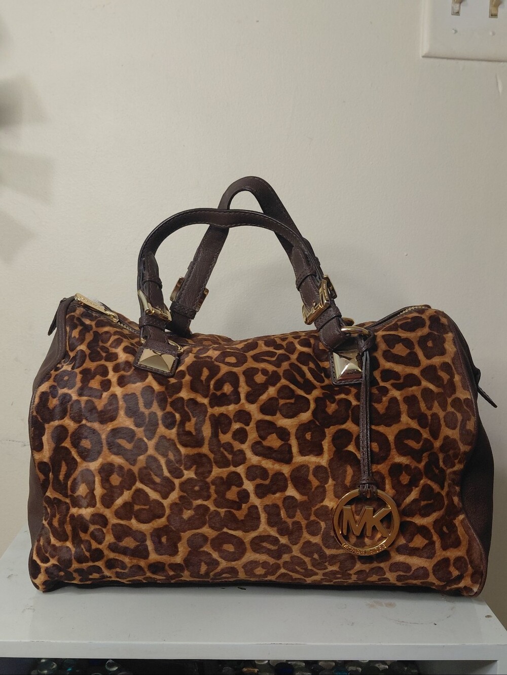 Michael Kors Brown Leopard Print Satchel Shoulder Hand Bag - Picture 13 of 13
